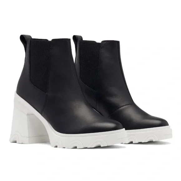 SOREL Woman's Brex Waterproof Chelsea Boot, Black/White, Size: 8