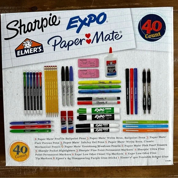 Piece Back To School Supplies Bundle Best Brands Sharpie Expo Elmer's Etc NEW