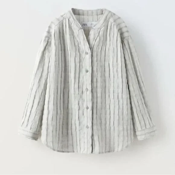 Zara Girls Gray Button Down Shirt(Size 9-10)