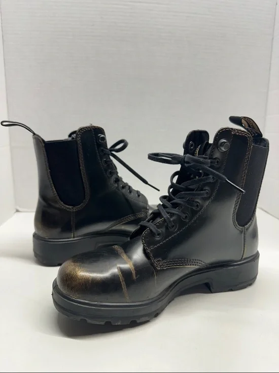 Blundstone Lace Up Gore Boots 2218 Black Gold Metallic Brush Women's US Size 6.5