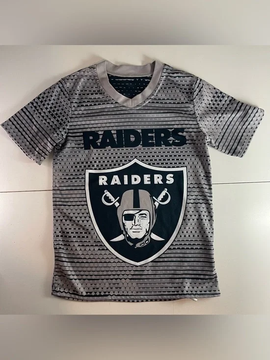 Las Vegas Raiders Flag Football Jersey NFL Youth Small Reversible Grey Black