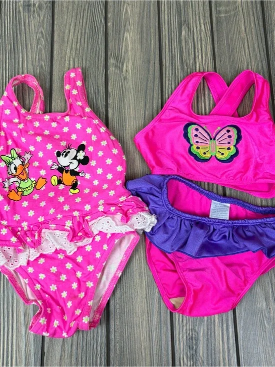 Vintage Y2K Swimsuit Lot Baby 12-18m Minnie Mouse