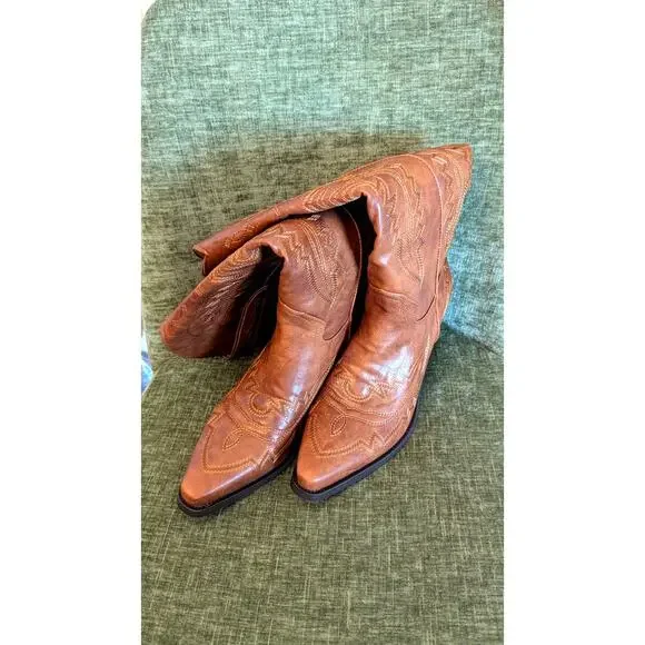 LeunDen Brown Cowboy Boots for Women, size 10