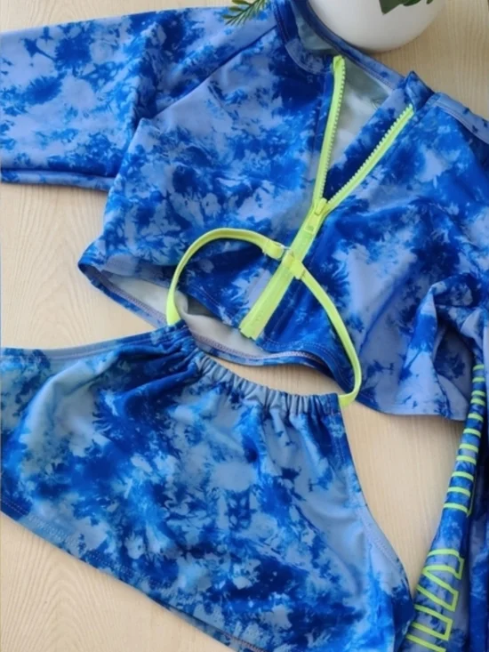 Wonder Nation Girls Blue Tye dye  2 Piece Swim Wear Size L(10-12)