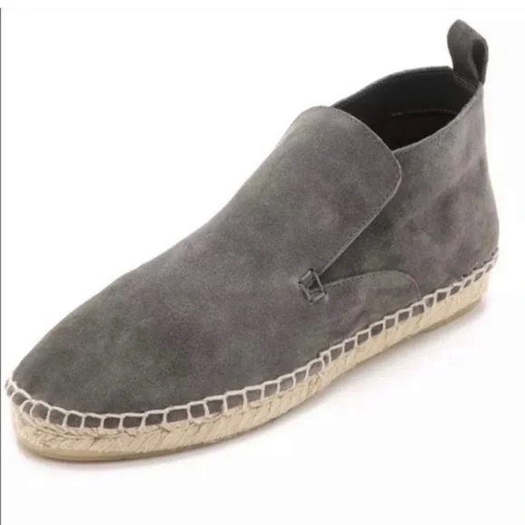 Vince Ronan Suede Slip/Pull On Espadrille Flat Ankle Booties Women’s 8 Gray Boho
