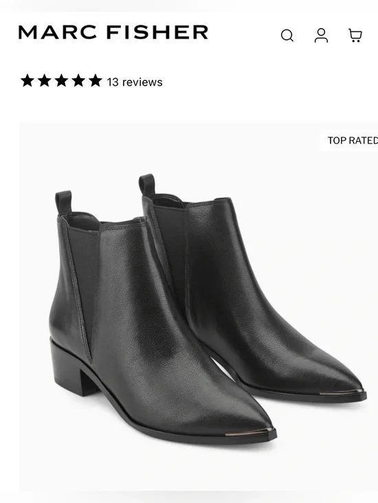 Marc Fisher LTD Yale Black Leather Chelsea Ankle Boots Pointed Toe 5 Minimalist