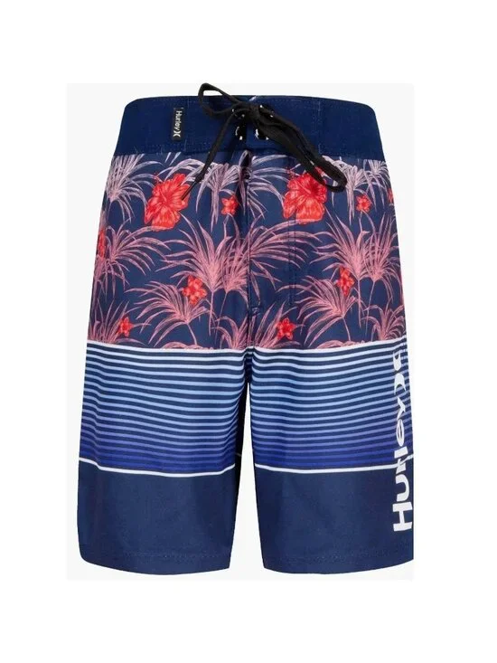 Hurley Boys Americana Floral Swim Boardshorts 18 Navy Waist 18/29 Drawstring