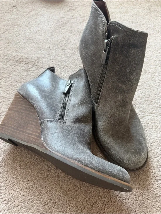 Lucky Brand Gray distressed Wedge Ankle Booties