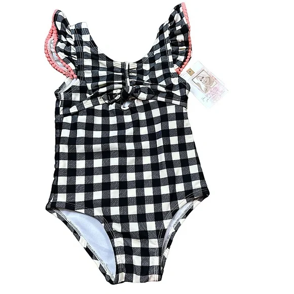 JESSICA SIMPSON: NWT Black & White Gingham One-Piece Toddler Swimsuit -Size 2T