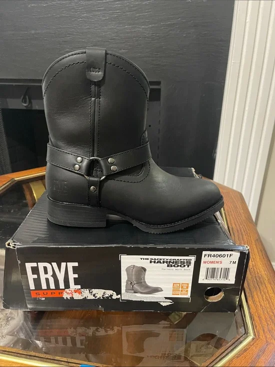 Frye Black Short Harness Leather Boot