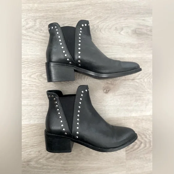 Steve Madden Black Studded Leather Ankle Boots