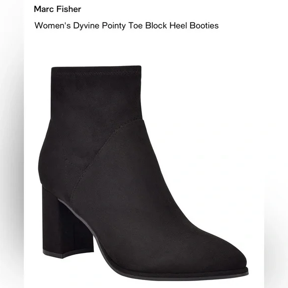 Marc Fisher Women's Black Pointy Toe Ankle Booties Black Multi Fabric 10