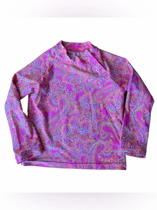 Coolibar Bright Pink‎ Colorful Paisley Rashguard Top Size 2T UPF protection