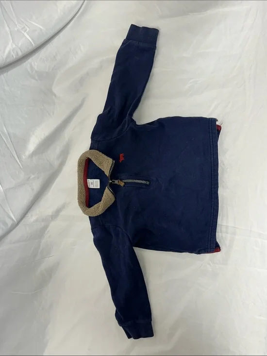 Carter's Navy Jacket with Tan Sherpa Collar and Maroon Trim