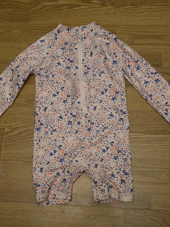 Eddie Bauer Pink and Navy Floral Kids Swim Rashguard