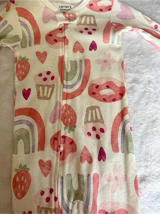 Carter's Cream Sleep Sack with Pink Rainbow & Strawberry Print