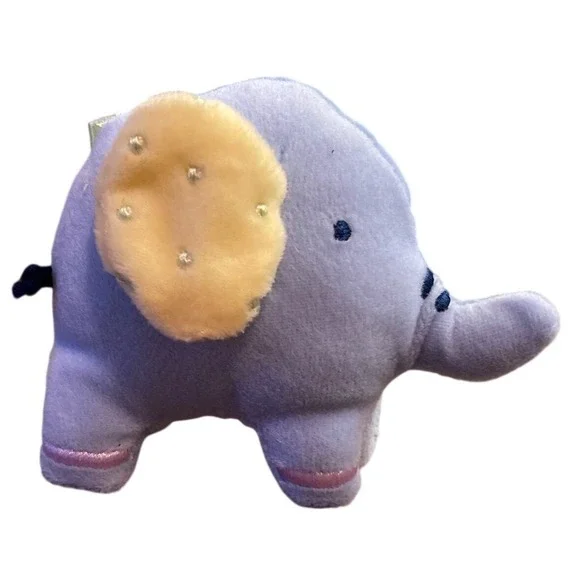 Carters Just One Year Blue Yellow Elephant Plush Baby‎ Lovey Crib Toy Mini 4.5
