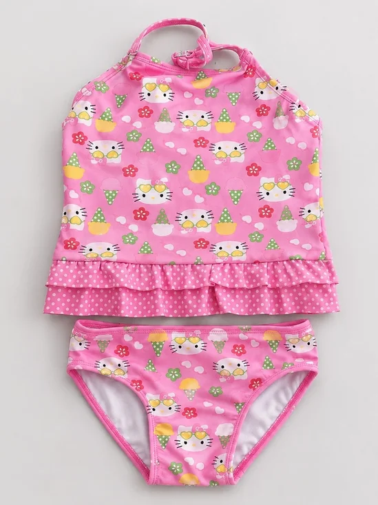 Hello Kitty Sanrio Girls Tankini Swimsuit 2 Piece Pink Ice Cream 4T Toddler