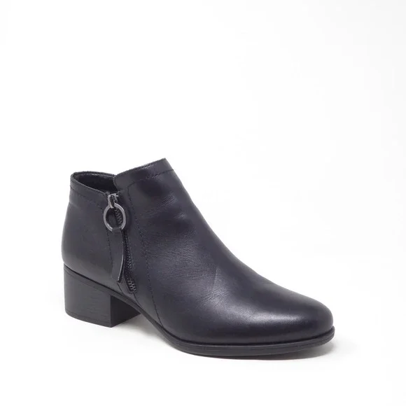 Naturalizer Women Ankle Boots Black Leather Side Zip Denali 10M