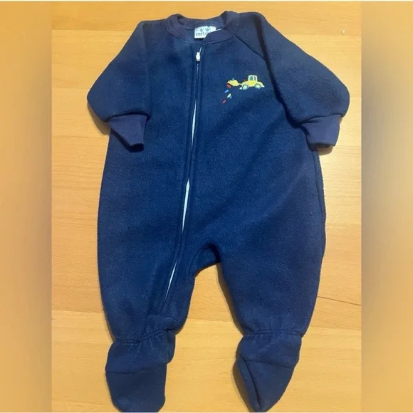 Like New Carter's Navy Blue Tractor Footie