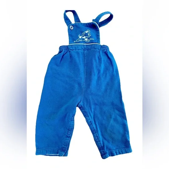 Carter’s Blue Cotton Overalls with embroidered‎ puppy running, size XL VTG 70s