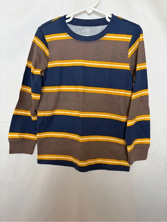 Carter's Navy, Brown & Yellow Striped Long Sleeve Tee