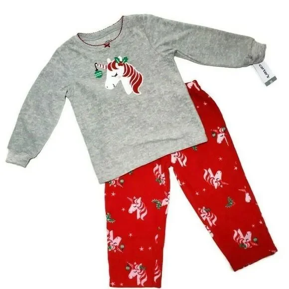 ‎Carters Christmas Unicorn Pajama 2 Pc Set Girls Size 2T NWT