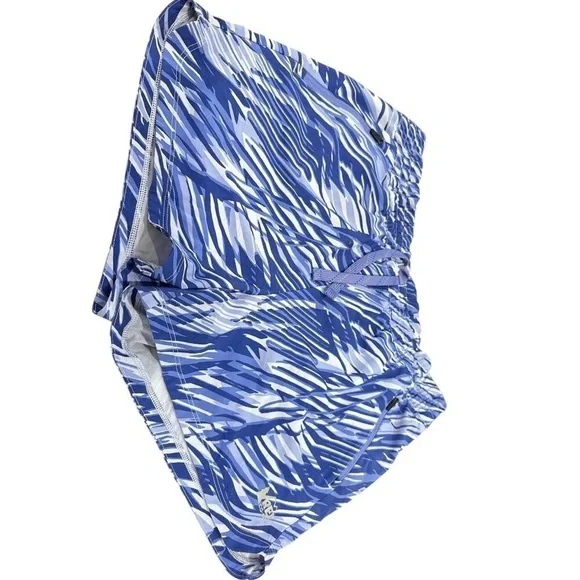 REI Co-Op Kids Blue/White Swim Shorts  (14-16) Poly/Spandex With Drawstring EUC