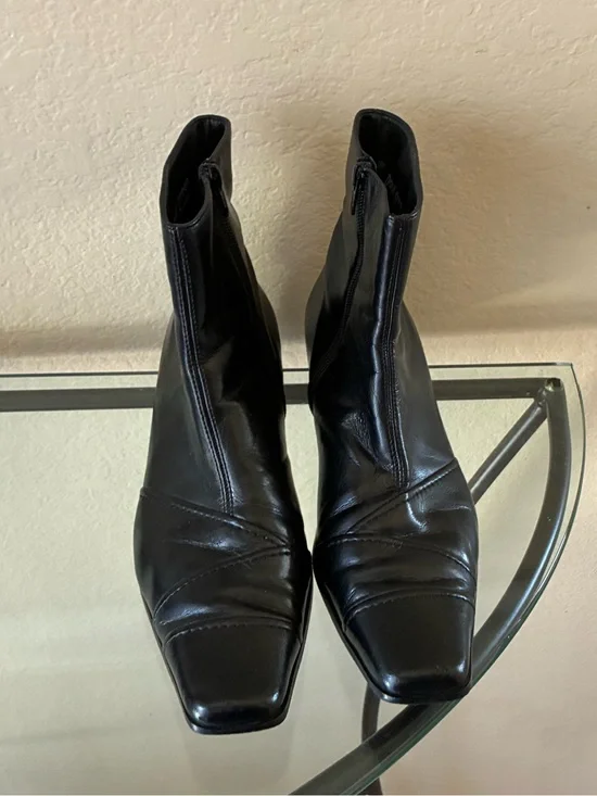 Paul Green Black  Square-Toe Ankle Boots