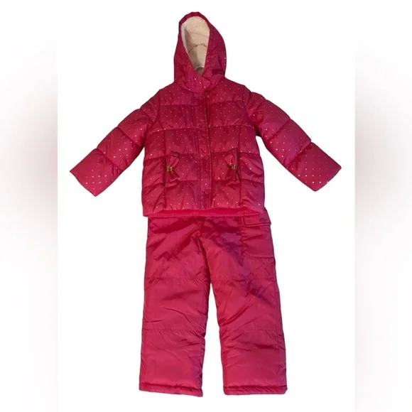Carter’s Girls Pink Winter Coat & Snow Pants Set Size 5-6 Water-Resistant NWOT