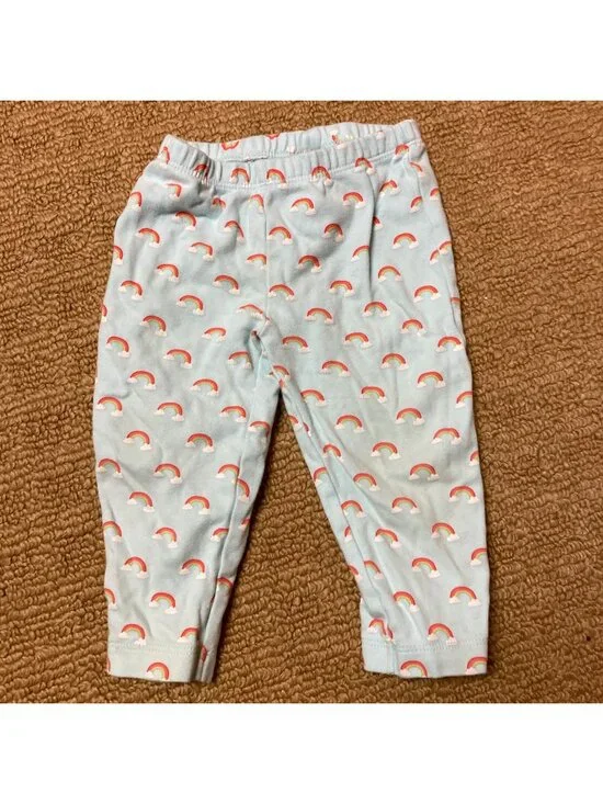 Carter's Pants Girls 12m Rainbow Pattern Leggings Cotton Blue Multi-Colored