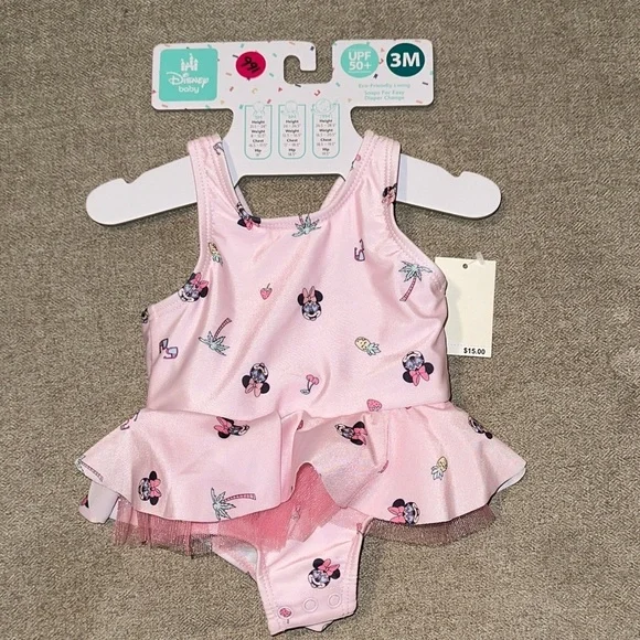 Disney Pink Minnie Mouse Swimsuit with Ruffles