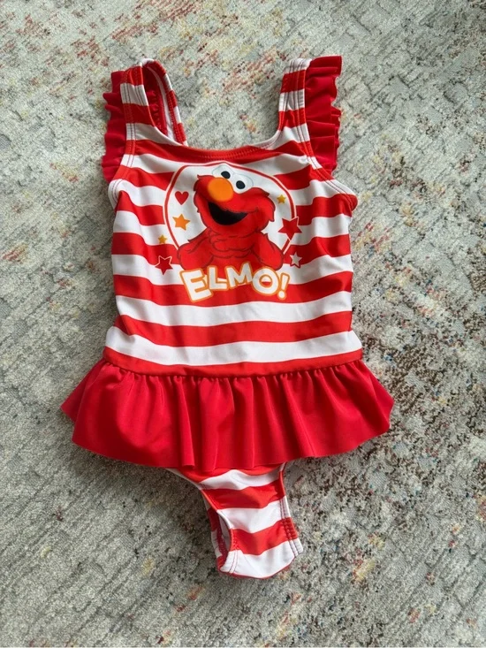 Elmo Sesame Street Girls One-Piece Swimsuit, 3T