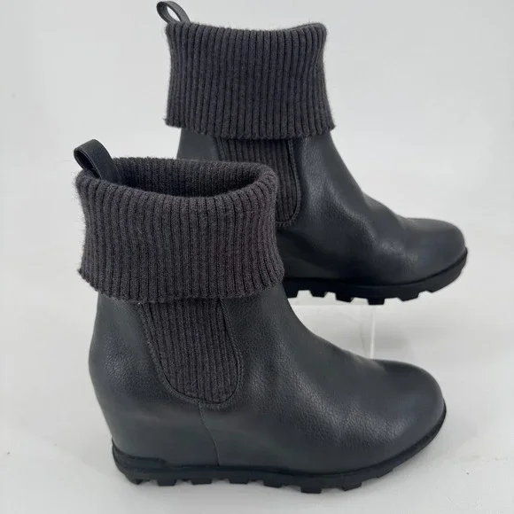 Yellow Box Cyndie Ankle Boots WOMENS Gray Sweater Cuff Pull On Casual SIZE 7