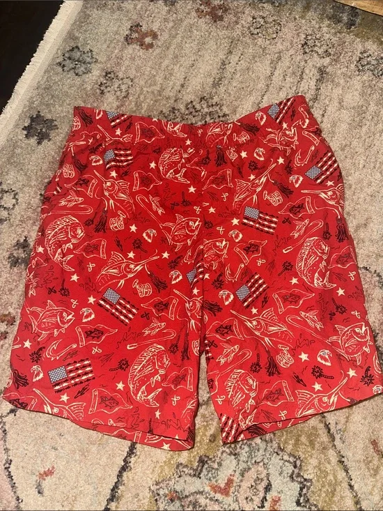 Columbia PFG youth xl Red Patriotic Fishing Print Shorts