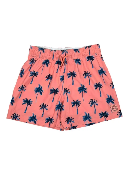 Abercrombie Kids Swim Shorts Pink Palm Tree Lined Board Shorts Youth Size 9/10