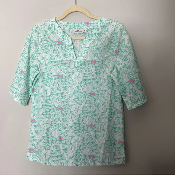 Vineyard Vines Girls Cotton Fish Print Tunic Beach Cover Up Top Size Large
