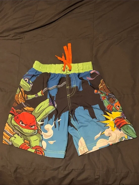 Boys Teenage Mutant Ninja Turtles Swim Trunks - Blue/Green/Orange