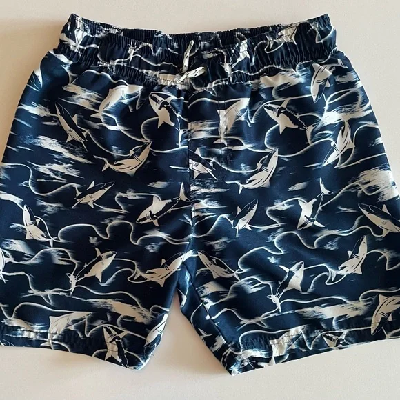 Wonder Nation Boys Shark Print Swim Shorts Size 8 M EUC