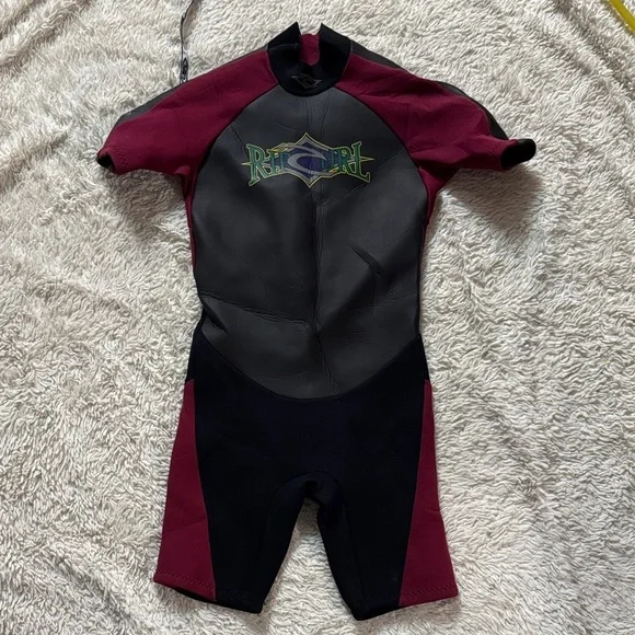 Rip Curl Kids Rashguard - Black and Burgundy
