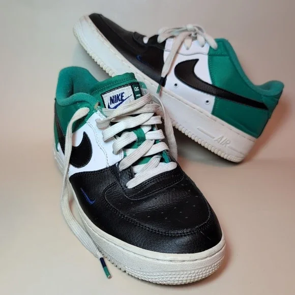 Nike Air Force‎ 1 LV8 GS Size 7Y Youth Black White Green Small Swoosh Sneakers