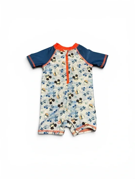 Disney Mickey Short-Sleeve Swim Romper - Blue & Orange