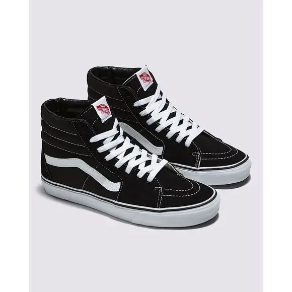 Vans Sk8-Hi Black & White Suede Canvas Sneakers | Unisex M7.5 / W9, Streetwear