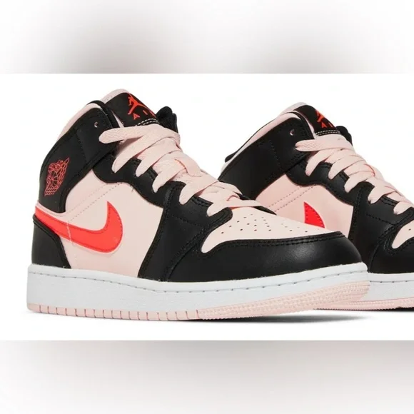 Nike Air Jordan Mid Black and Pink with Red Swoosh