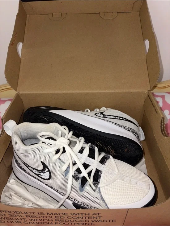 Nike Kids White and Black Mesh Lace-Up Sneakers