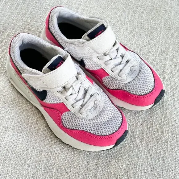 Nike Air Max SYSTM White & Fierce Pink Sneakers GUC Toddler 12