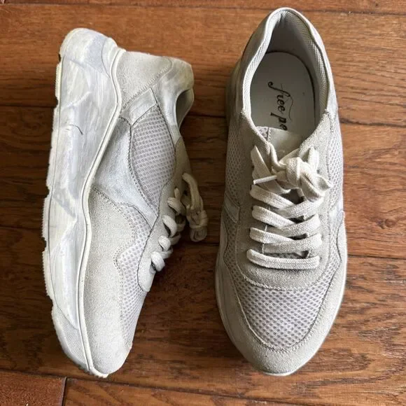 Free People Let’s Wander Washed Shoe Sneaker Womens Size 39 US 8.5 Gray