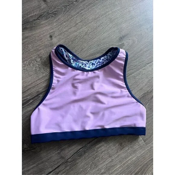 Eddie Bauer Reversible Swimwear Bikini Top Size 10-12 Years Pink Patterned Summe