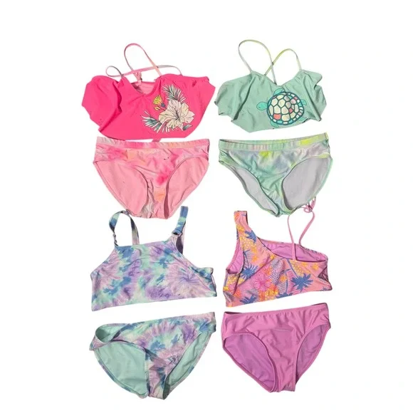 Wonder Nation Girls Swimwear Lot Size 10-12 Multicolor Good Mixed Styles 11pc