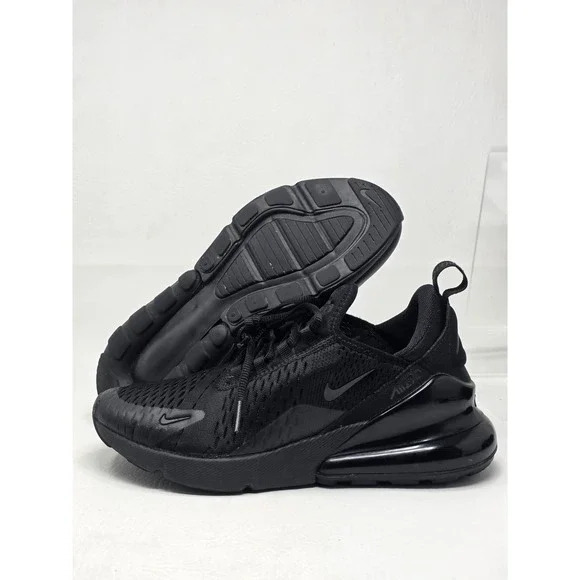 Nike Air Max 270 Kids Size 6.5Y Black Mesh Low Top Lace Up Sneakers BQ5776-001